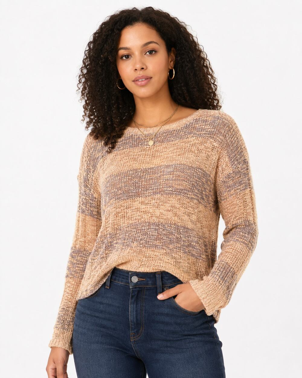 Pink Republic Womens Large Blush Pink Open Knit Lightweight Pullover Sweater EUC